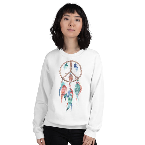 Dreamcatcher Sweatshirt | White Spiritual Peace Dreamcatcher Sweatshirt