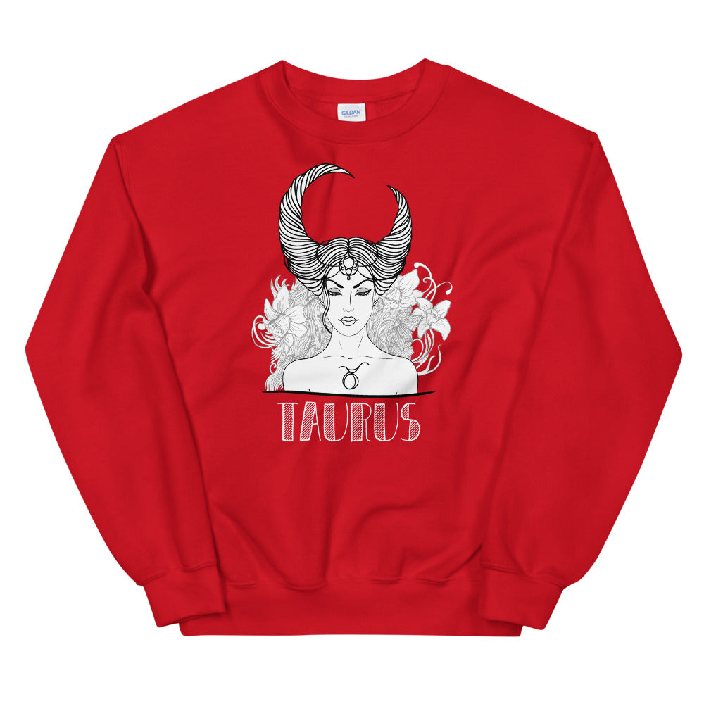 Taurus Sweatshirt | Red Crewneck Taurus Zodiac Sweatshirt