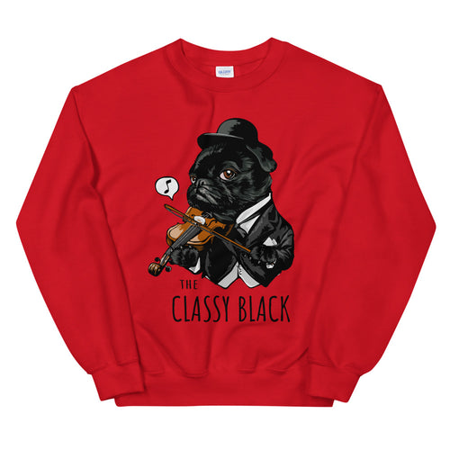 The Classy Black Pug Crewneck Sweatshirt for Women
