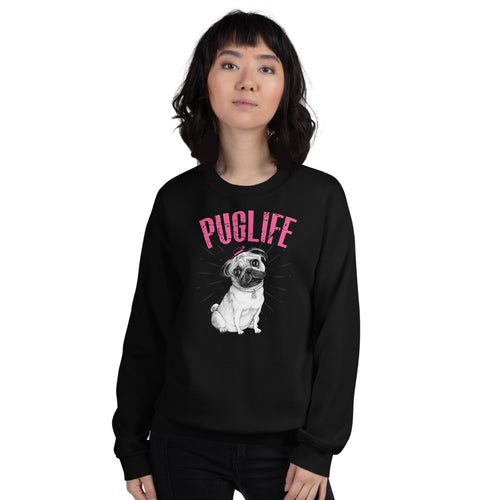 Black Pug Life Crewneck Sweatshirt for Dog Lovers