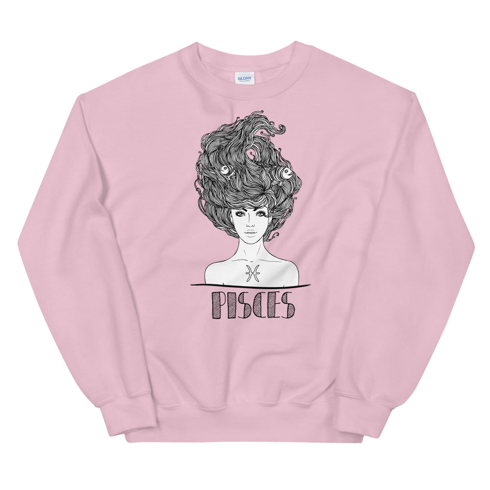 Pink Pisces Zodiac Pullover Crewneck Sweatshirt for Women