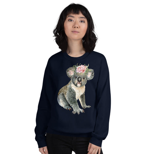 Cute Baby Koala Bear Sweatshirt in Navy Color for Women