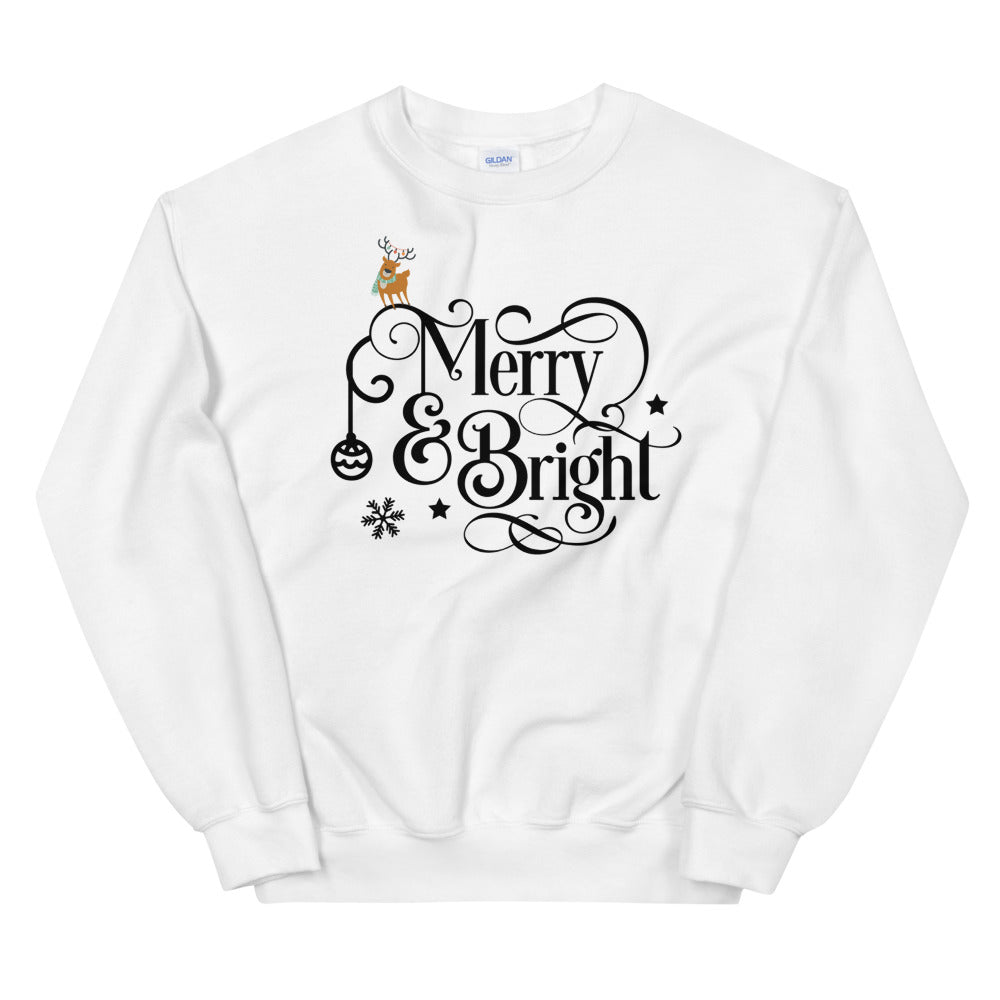 Merry and Bright Christmas Crewneck Sweatshirt for Women