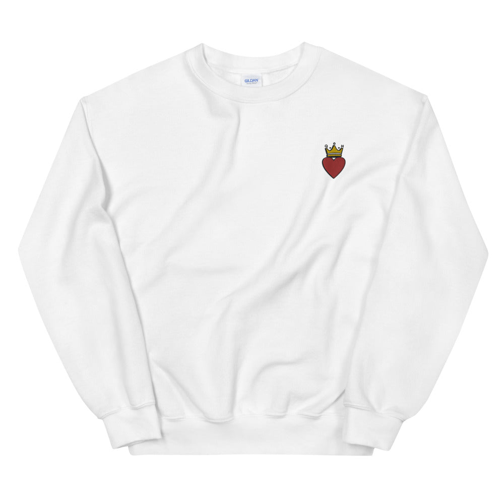 Queen of Hearts Women's Embroidered Pullover Crewneck Sweatshirt