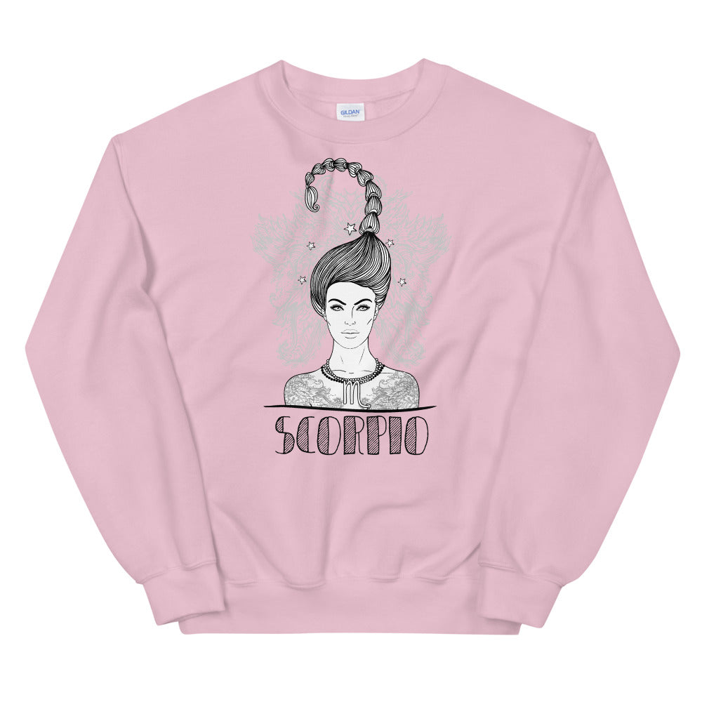 Pink Scorpio Horoscope Pullover Crewneck Sweatshirt for Women