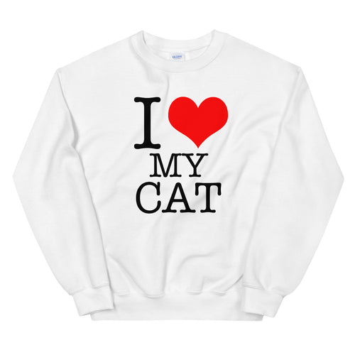 I Love My Cat Sweatshirt | White Pet Lover Sweatshirt for Women