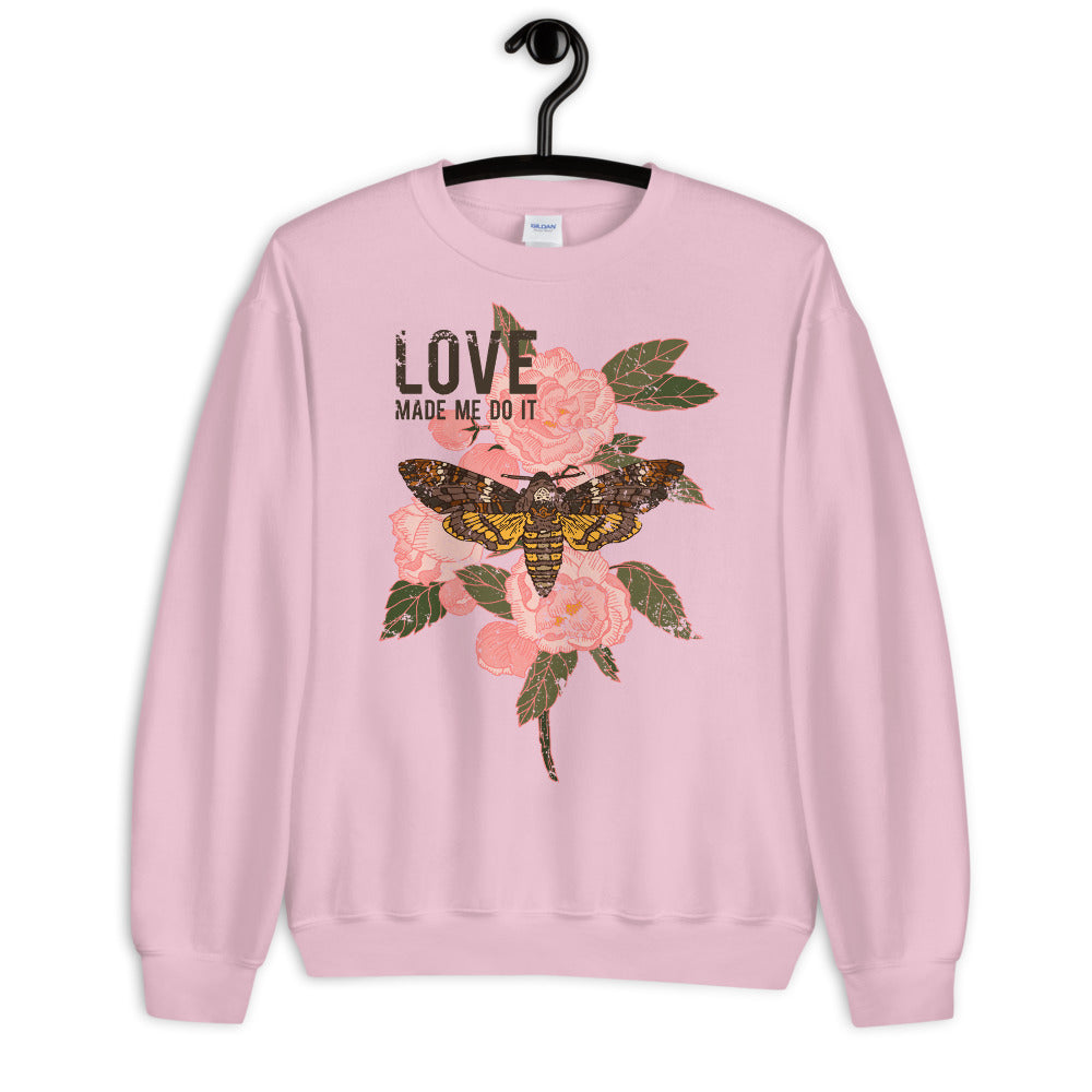 Love Made Me do It Butterfly Rose Crewneck Sweatshirt