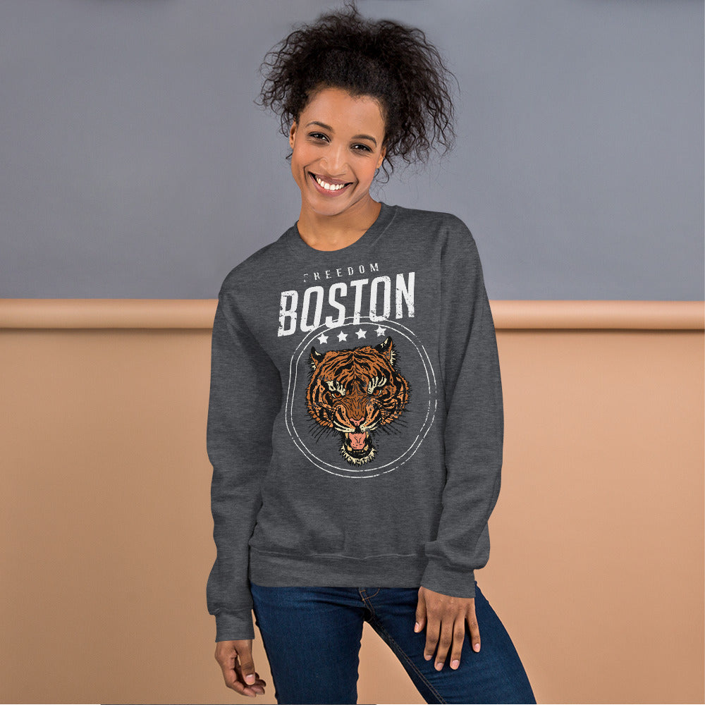Boston Tiger Freedom Pullover Crewneck Sweatshirt for Women