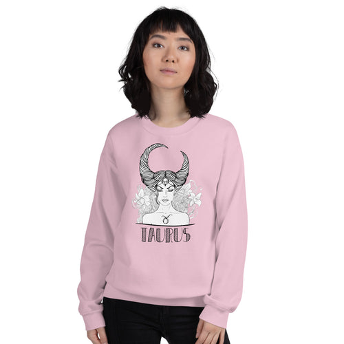 Taurus Sweatshirt | Pink Crewneck Taurus Zodiac Sweatshirt