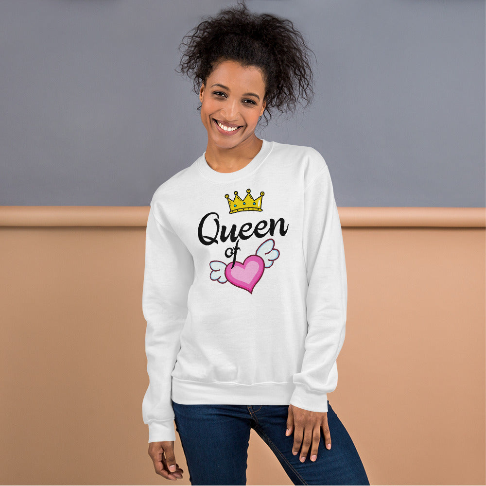 Queen of Heart Sweatshirt in White Color for Women