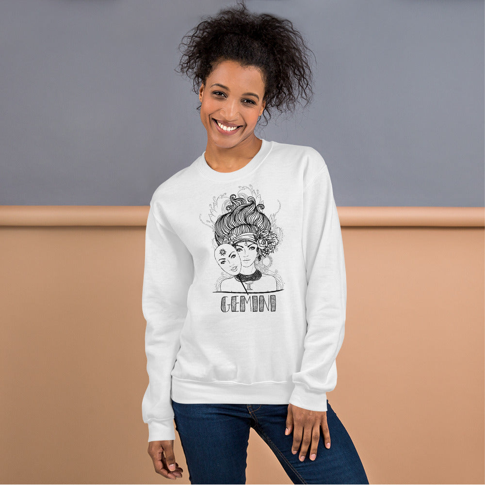 Gemini Sweatshirt | White Crewneck Gemini Zodiac Sweatshirt