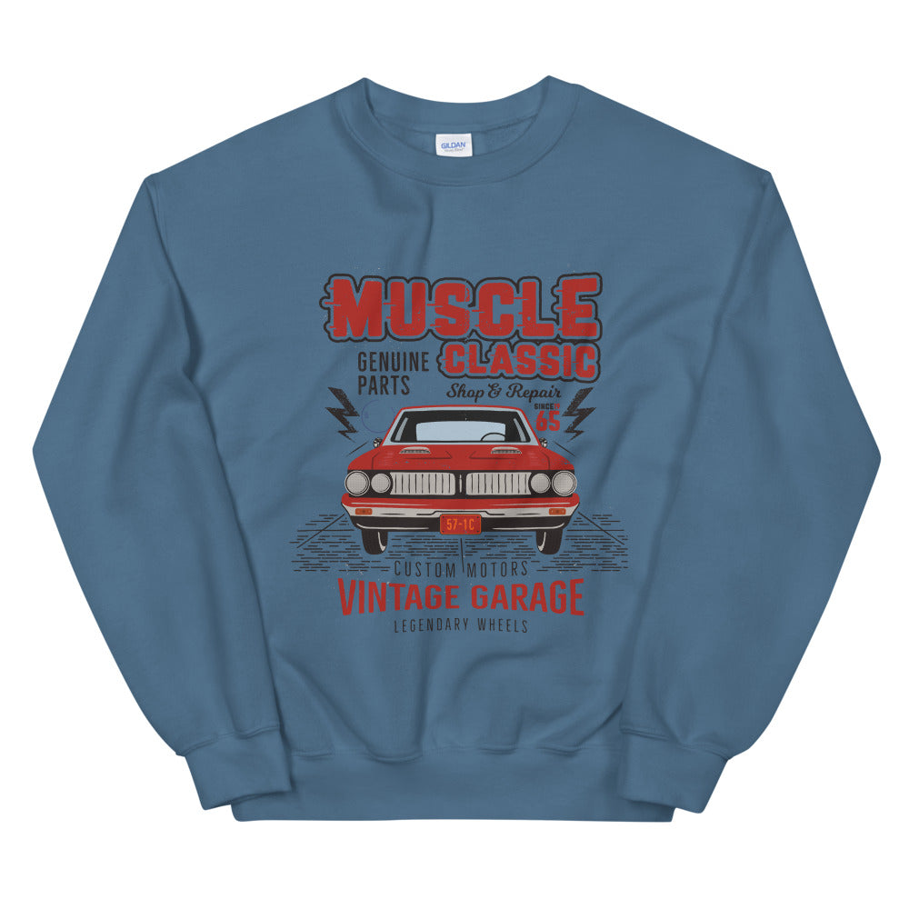 Vintage Muscle Car Garage Crewneck Sweatshirt for Women