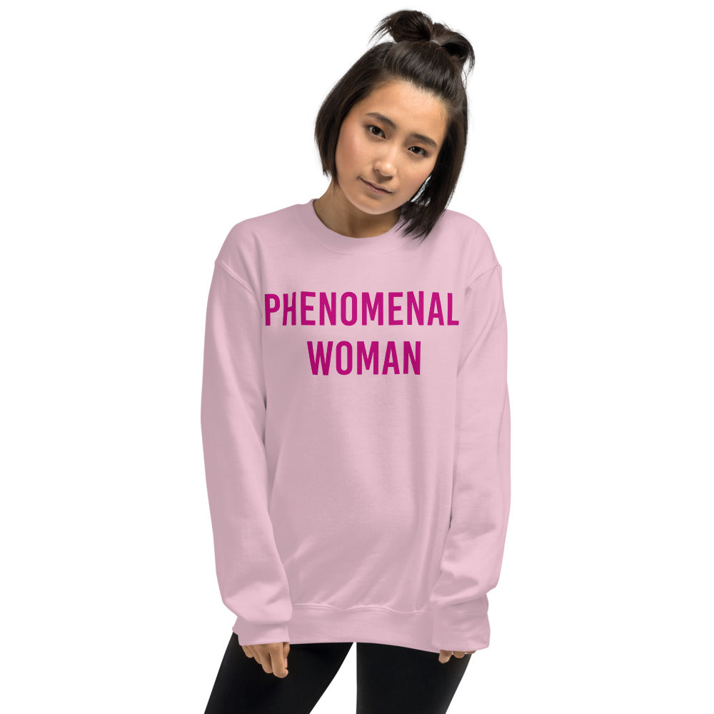 Pink Phenomenal Woman Pullover Crewneck Sweatshirt for Women