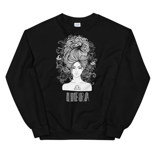 Black Libra Zodiac Pullover Crewneck Sweatshirt for Women