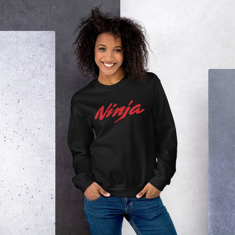 Ninja Sweatshirt | One Word Ninja Pullover Crew Neck for Women