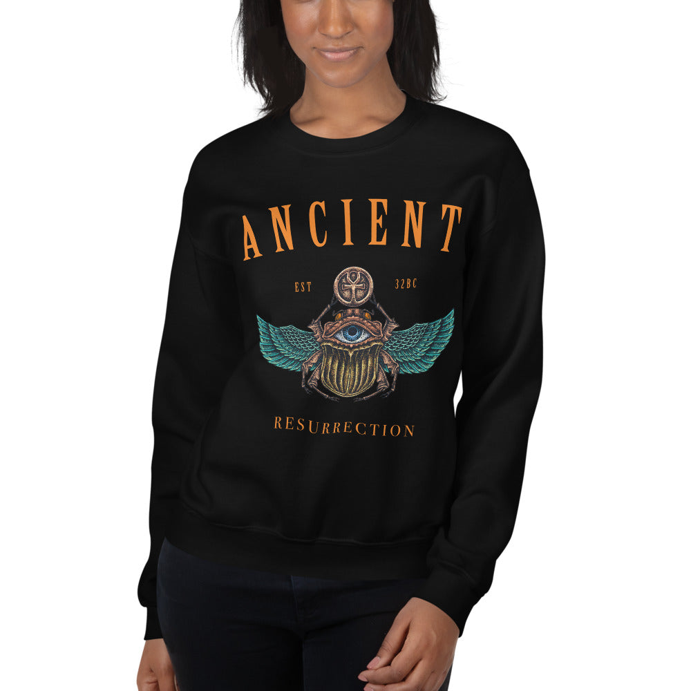 Ancient Egyptian Beetle Symbol Crewneck Sweatshirt for Women