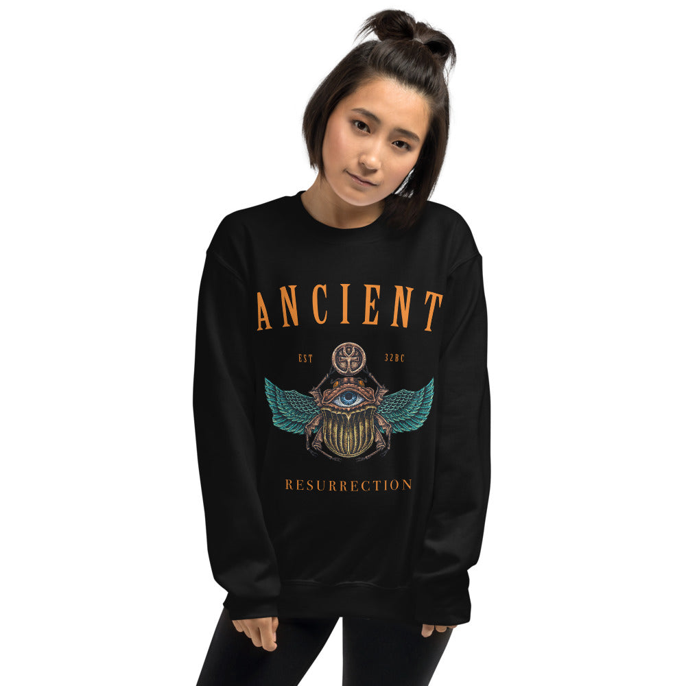 Ancient Egyptian Beetle Symbol Crewneck Sweatshirt for Women