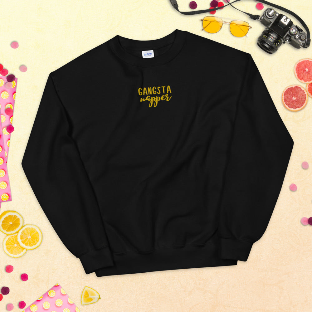 Gangsta Napper Sweatshirt Embroidered Nap Lover Pullover Crewneck