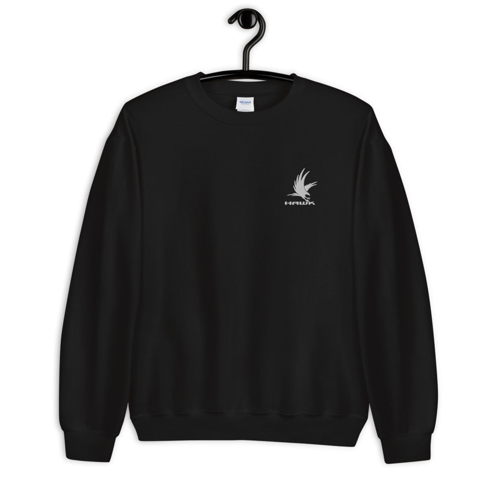 Hawk Sweatshirt Embroidered Black Hawke Pullover Crewneck