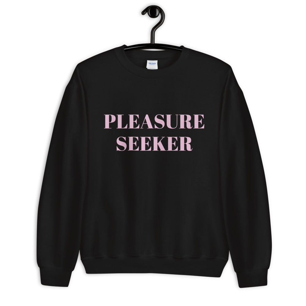 Black Pleasure Seeker Pullover Crew Neck Sweatshirt for Women