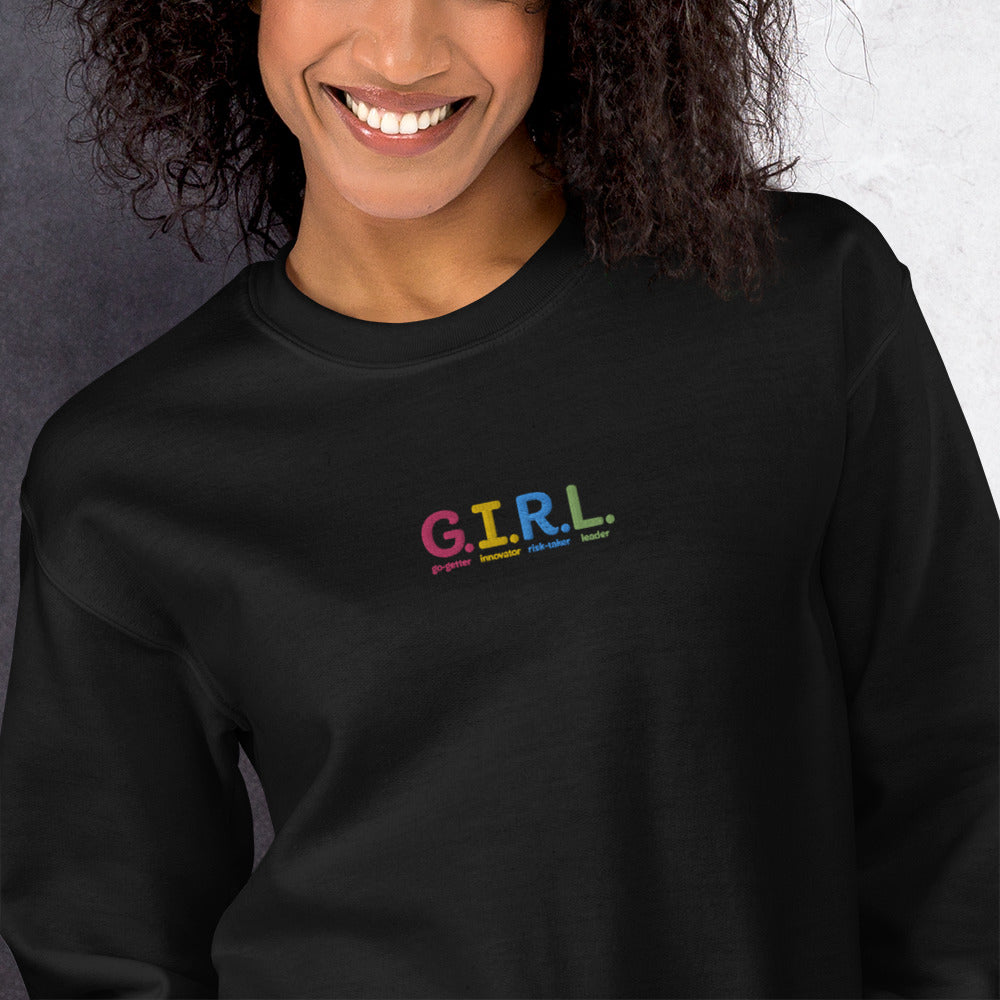 GIRL Sweatshirt Embroidered Motivational Pullover Crewneck