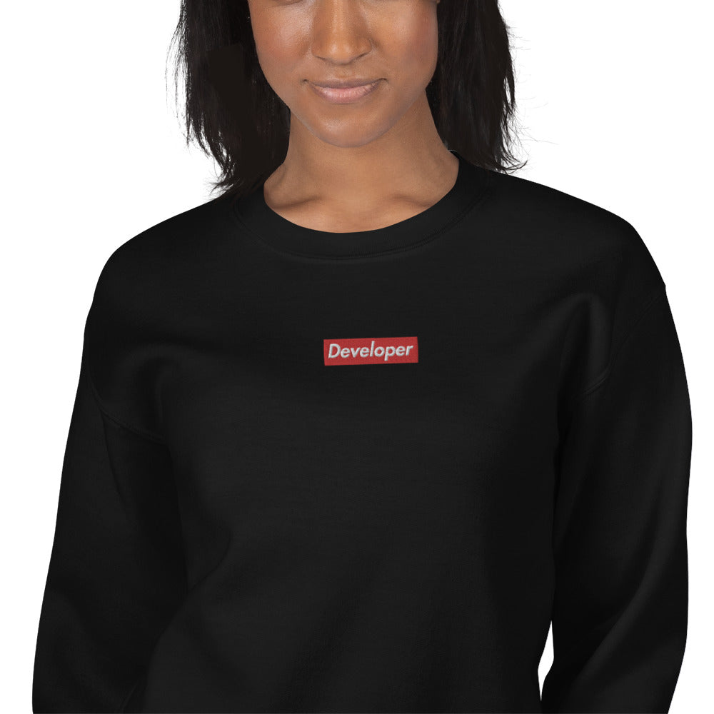 Developer Sweatshirt - Techy Girl Embroidered Pullover Crewneck