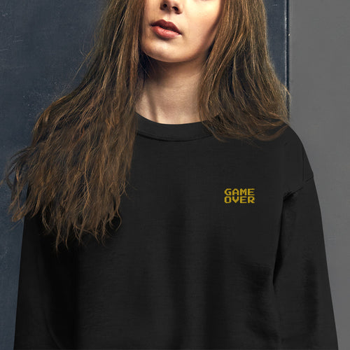 Embroidered Game Over Sweatshirt Pullover Crewneck for Women