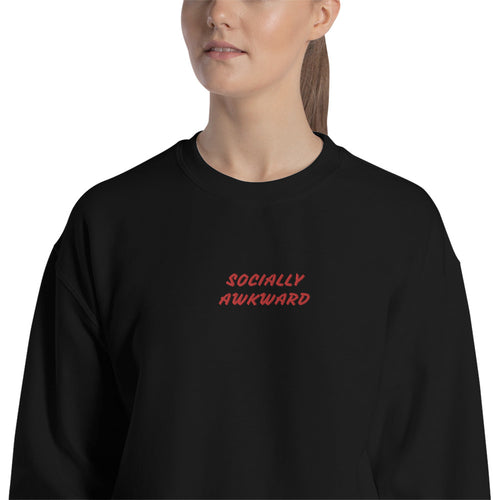 Socially Awkward Sweatshirt Funny Embroidered Pullover Crewneck
