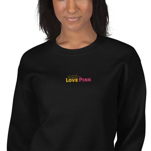 Love Pink Sweatshirt Embroidered Love Pink Pullover Crewneck