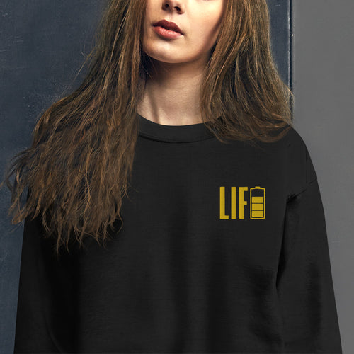 Life Sweatshirt Embroidered Battery Power Life Pullover Crewneck
