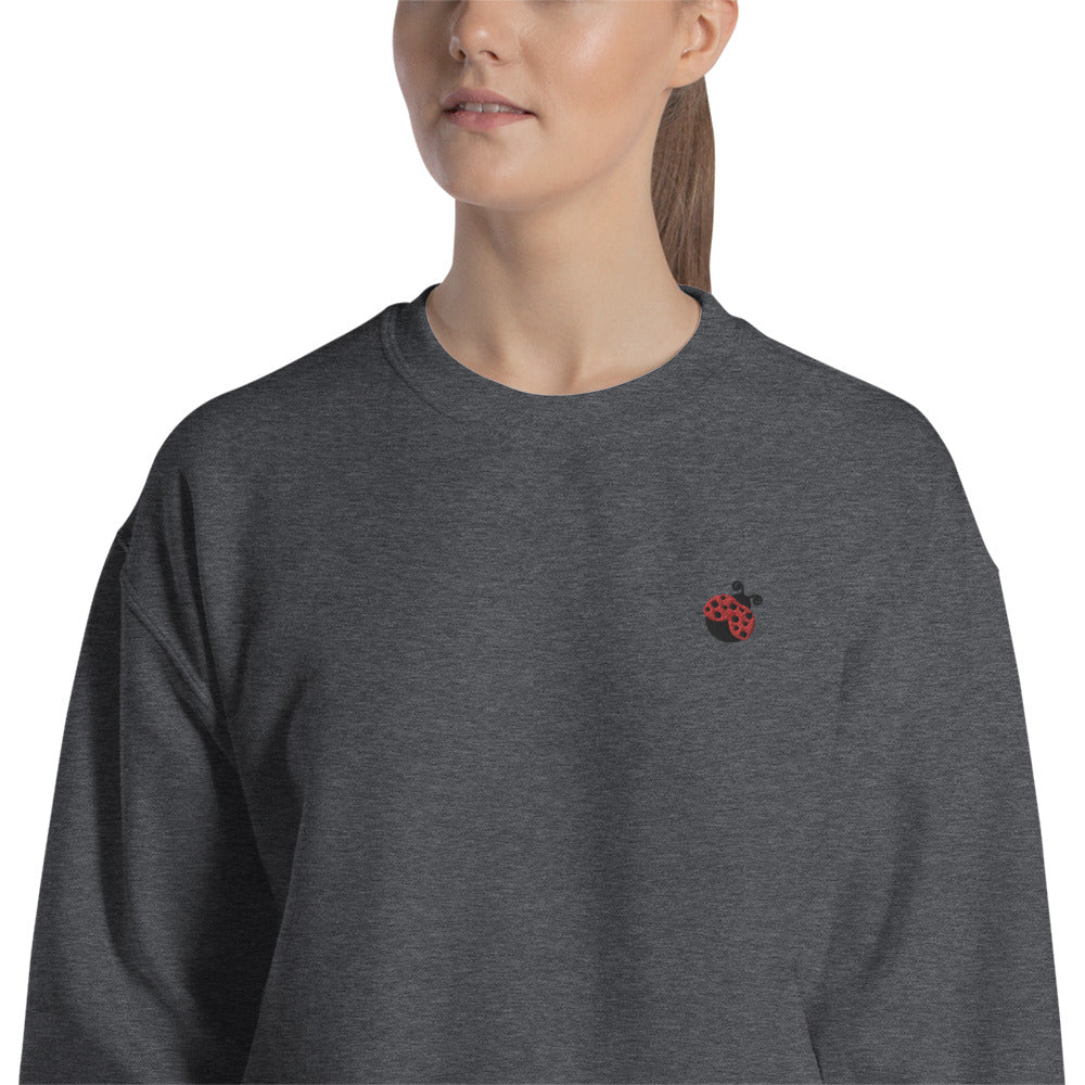 Ladybug Embroidered  Pullover Crewneck Sweatshirt for Women