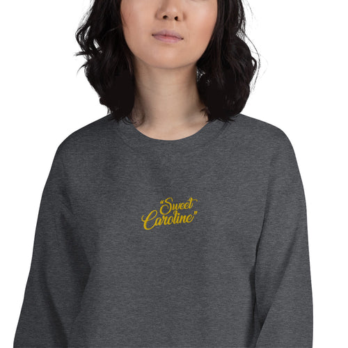 Sweet Caroline Cute Embroidered Pullover Crewneck Sweatshirt