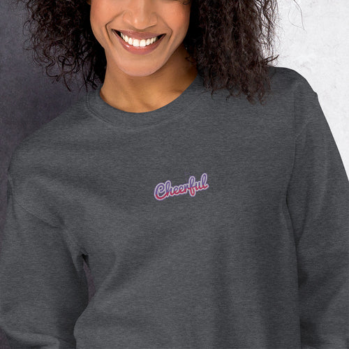 Cheerful Sweatshirt Embroidered Bright and Uplifting Crewneck