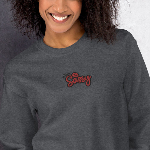 Team Sassy Sweatshirt Embroidered Cheeky Pullover Crewneck for Women