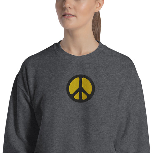 Peace Sign Sweatshirt Embroidered Peace Symbol Pullover Crewneck