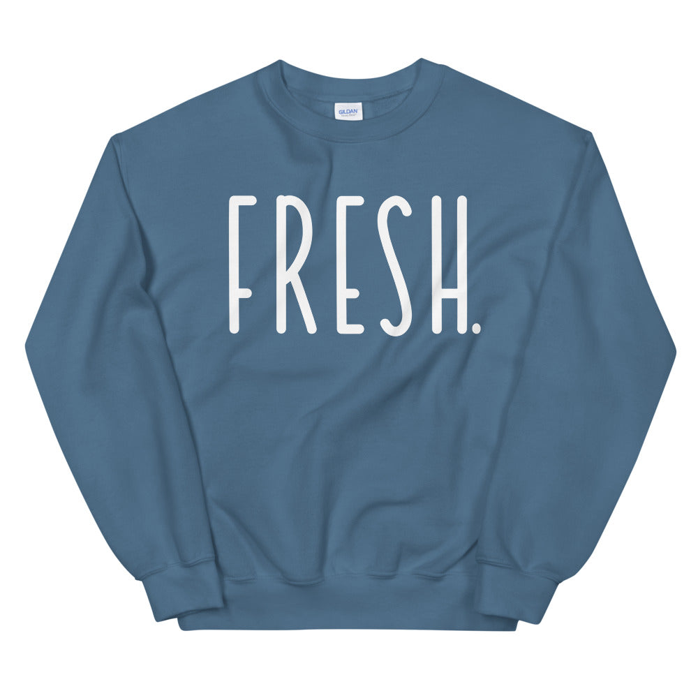 Fresh Sweatshirt | Single Word "Fresh" Pullover Crewneck For Women