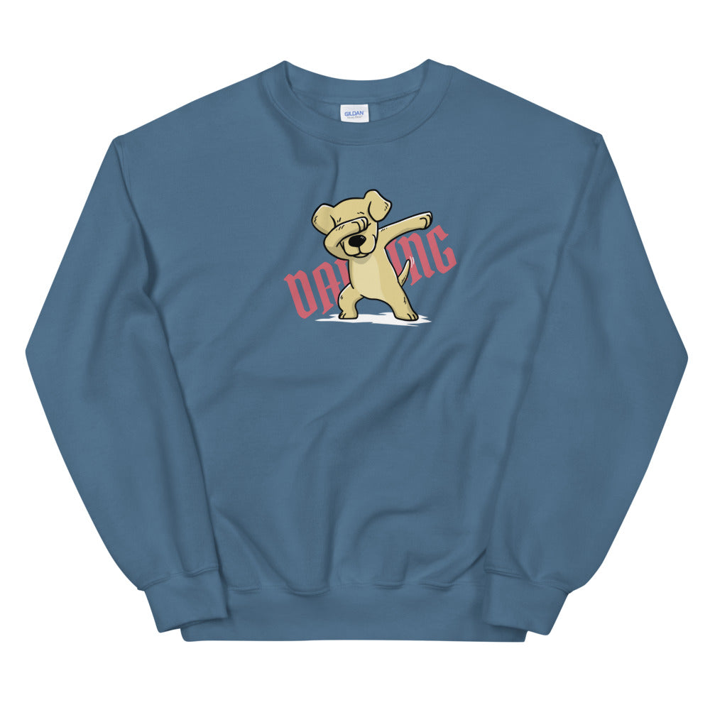 Dabbing Dog Pullover Crewneck Sweatshirt for Women