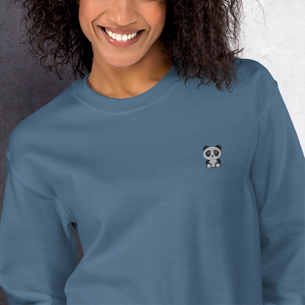 Panda Embroidered Pullover Crewneck Sweatshirt for Women