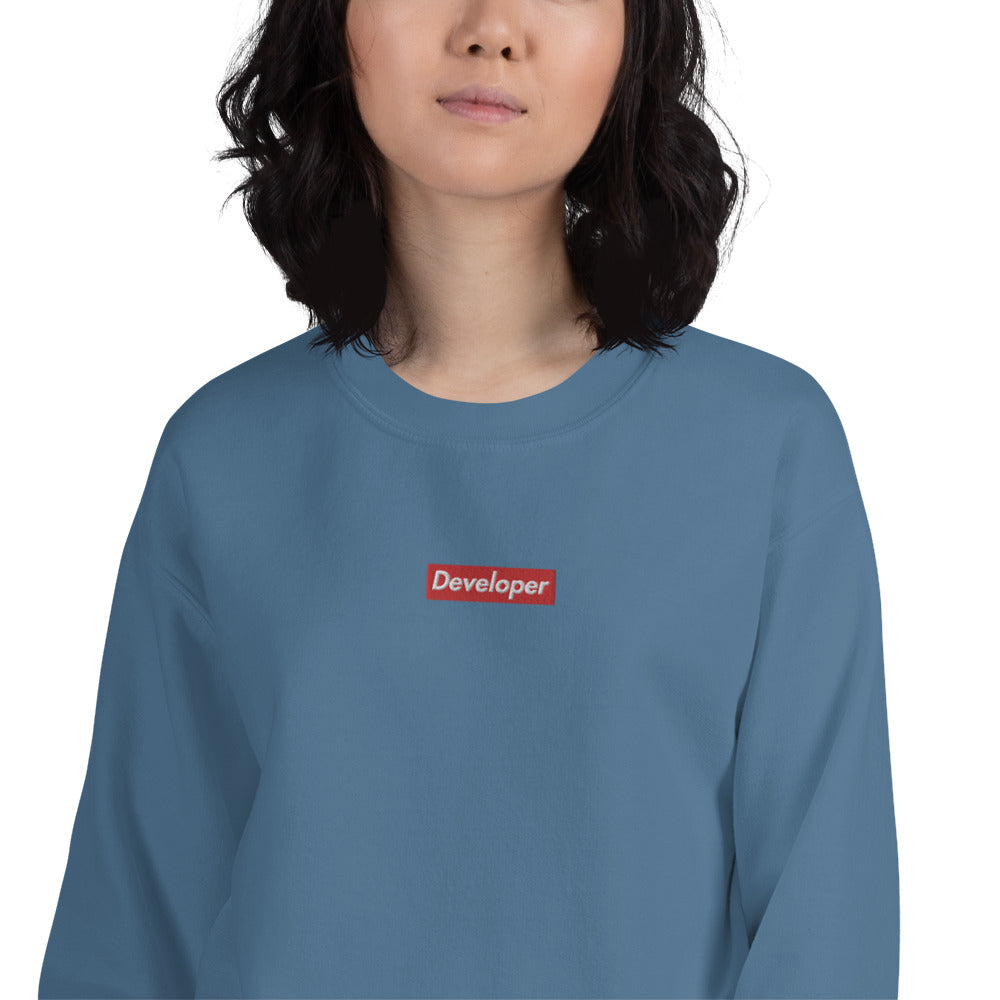 Developer Sweatshirt - Techy Girl Embroidered Pullover Crewneck