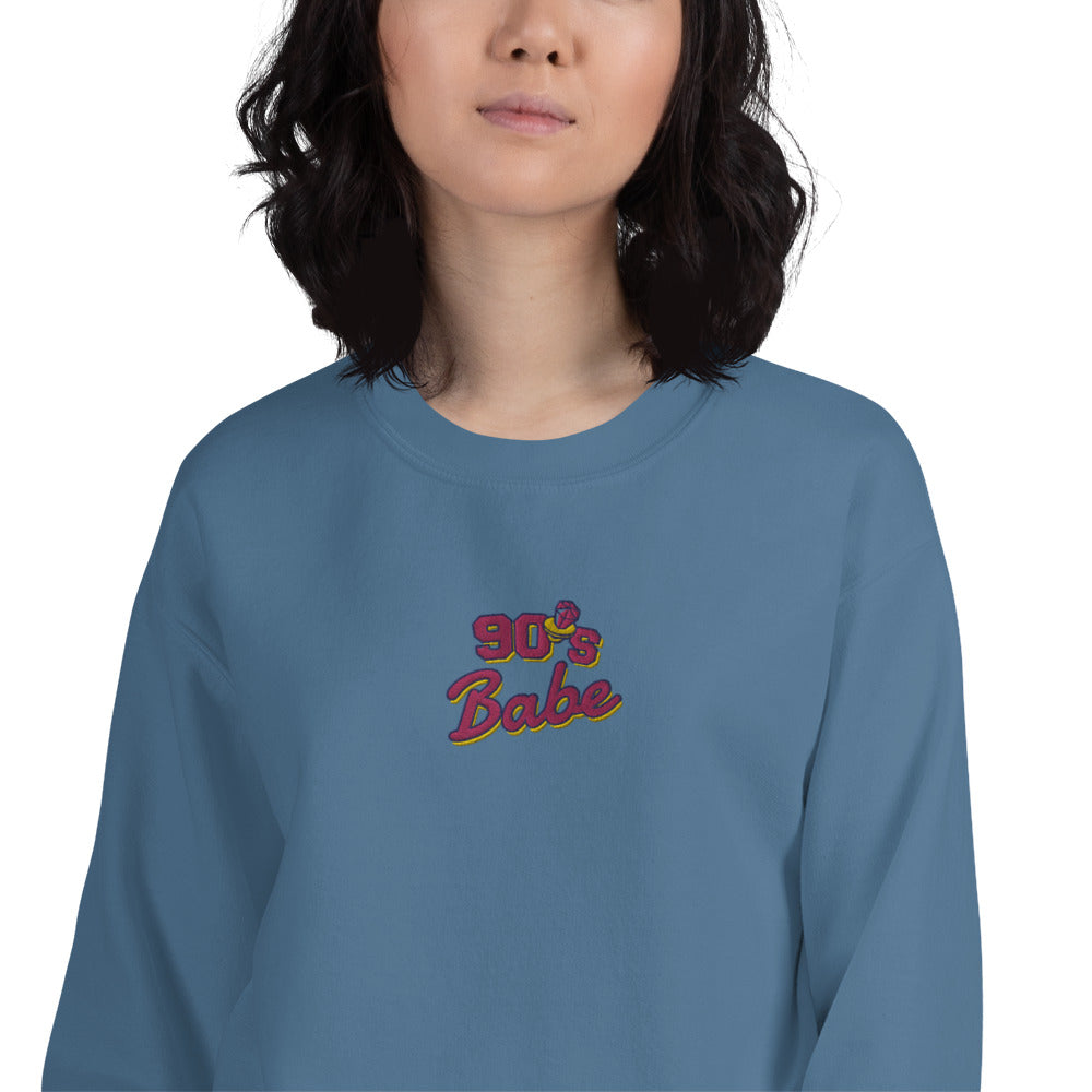 90s Sweatshirt Embroidered 90s Babe Sweatshirt Style Pullover Crewneck