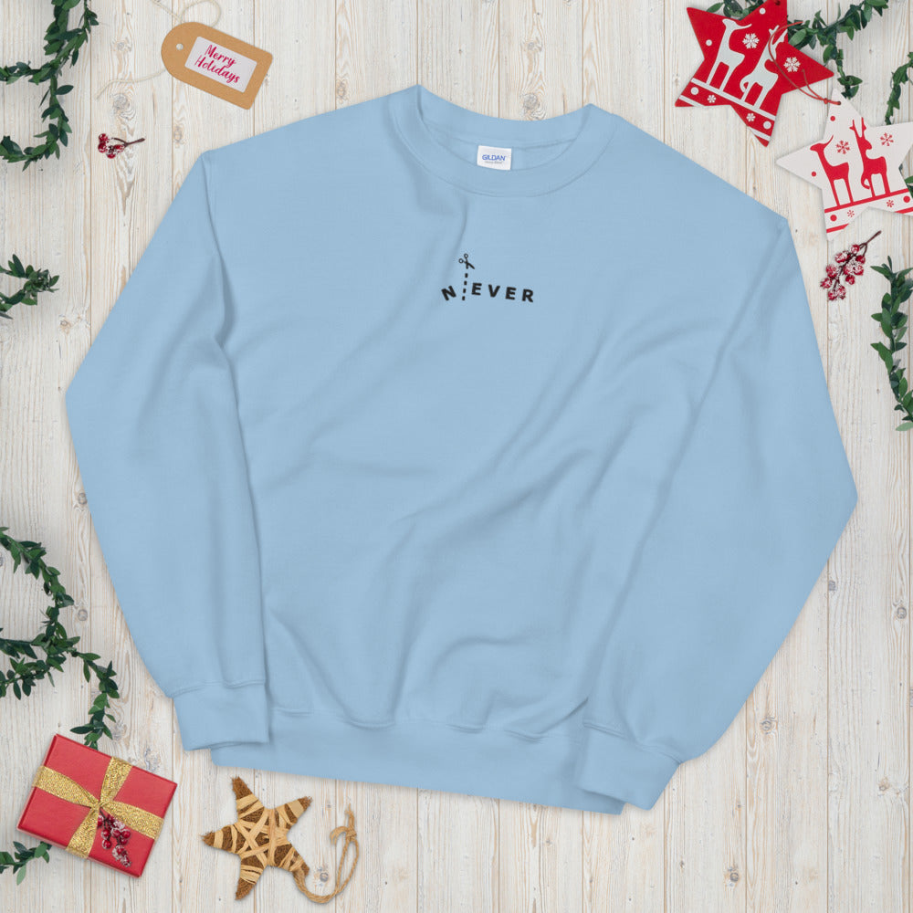 Never Sweatshirt Embroidered Never Pullover Crewneck