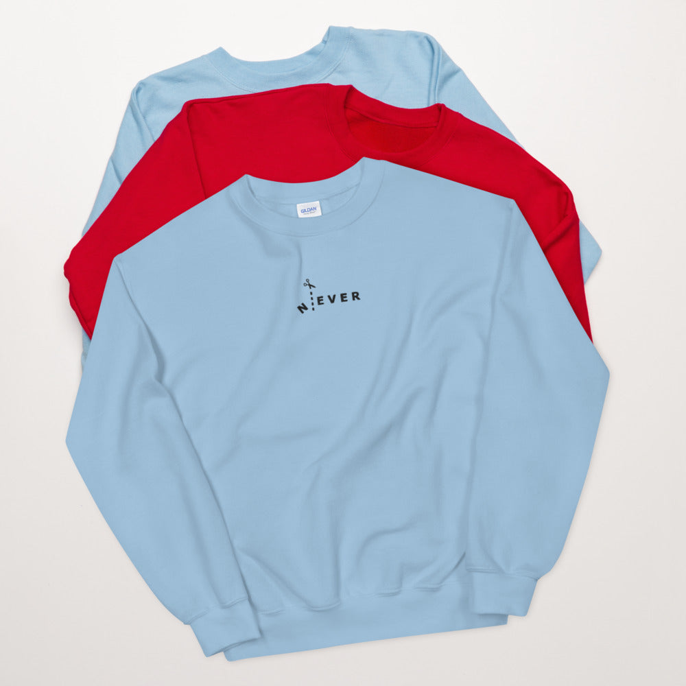 Never Sweatshirt Embroidered Never Pullover Crewneck