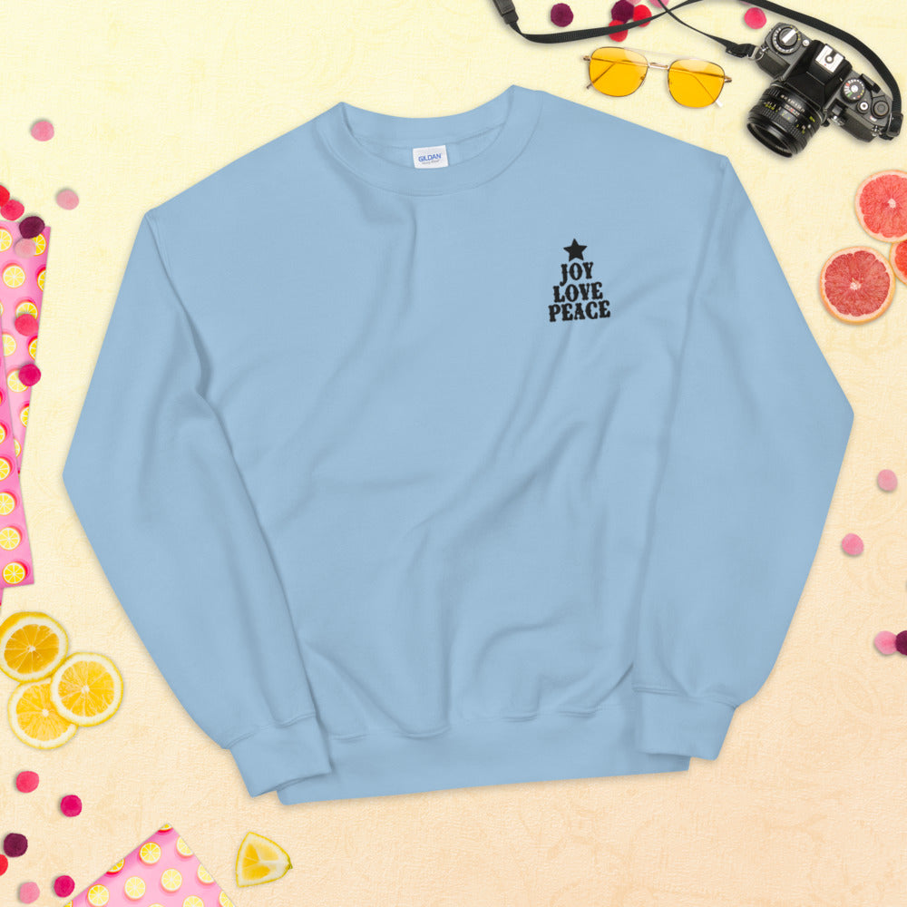 Joy Love Peace Sweatshirt Embroidered Pullover Crewneck