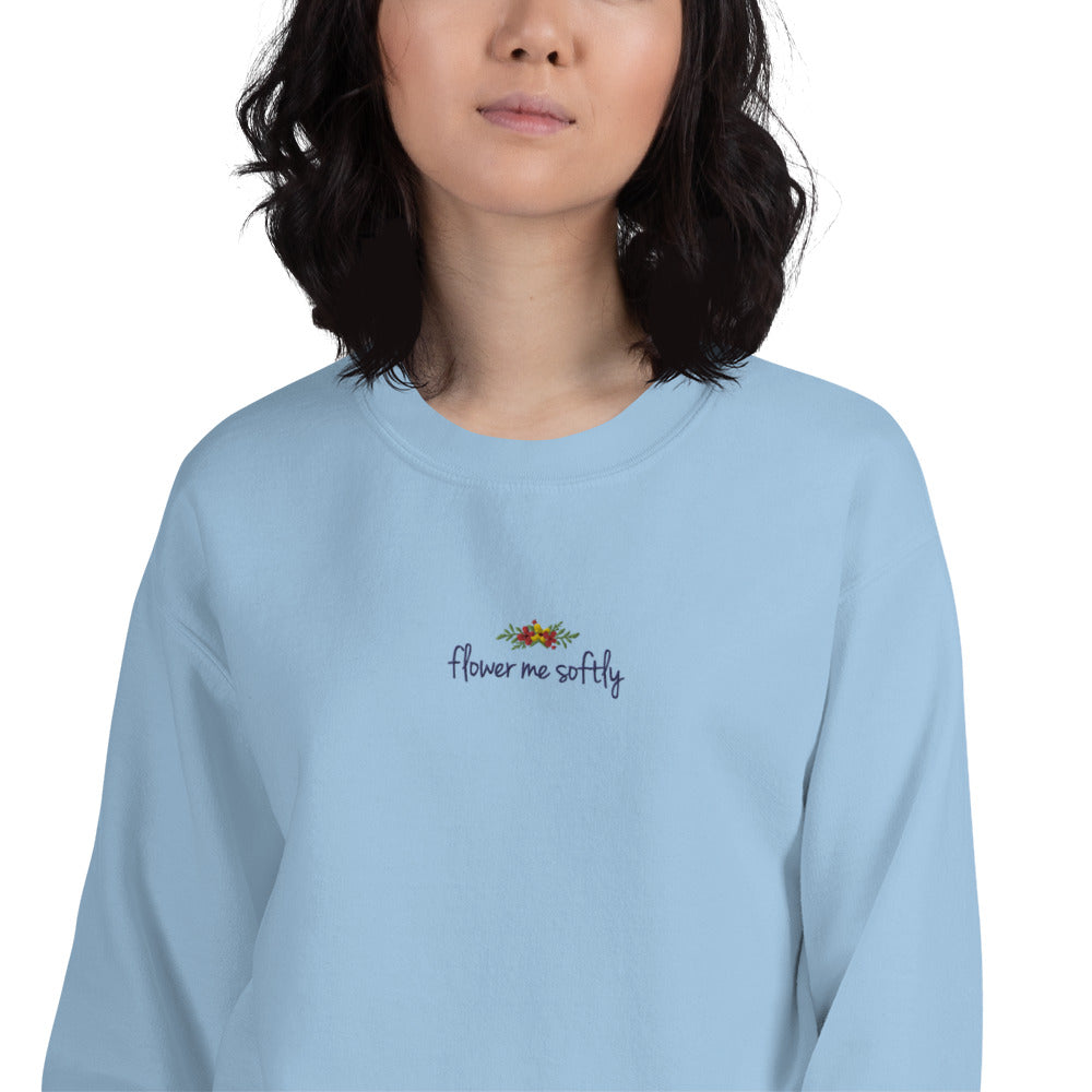 Flower Me Softly Embroidered Pullover Crewneck for Women