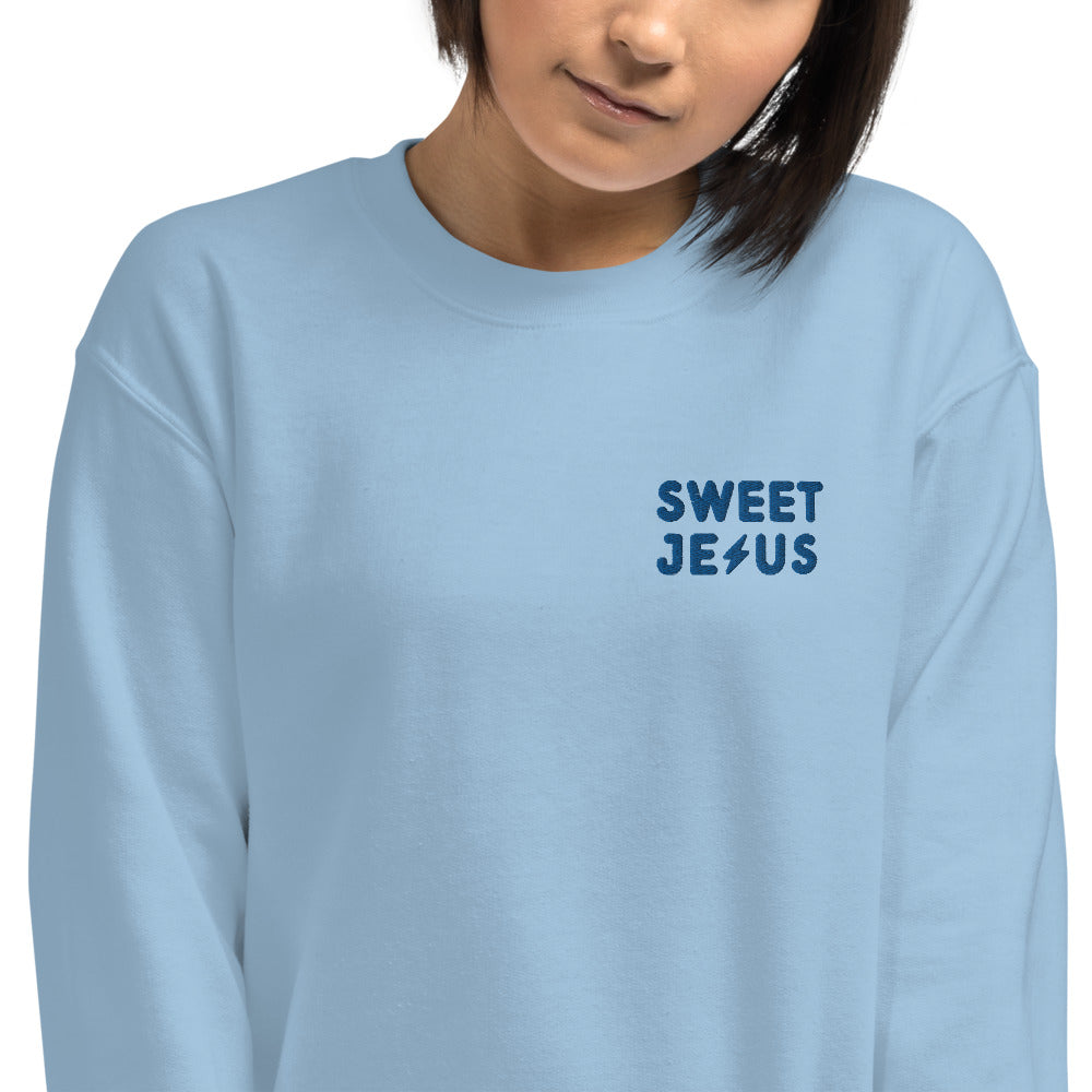 Sweet Jesus Custom Embroidered Pullover Crewneck Sweatshirt