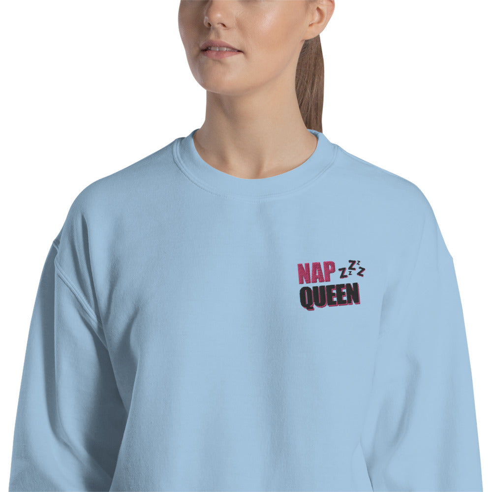 Funny Nap Queen Embroidered Pullover Crewneck Sweatshirt