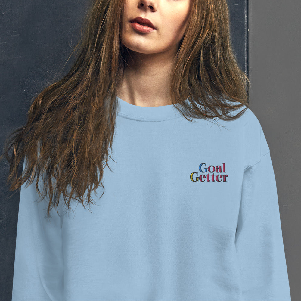 Goal Getter Sweatshirt Motivated, Organized Girl Embroidered Crewneck