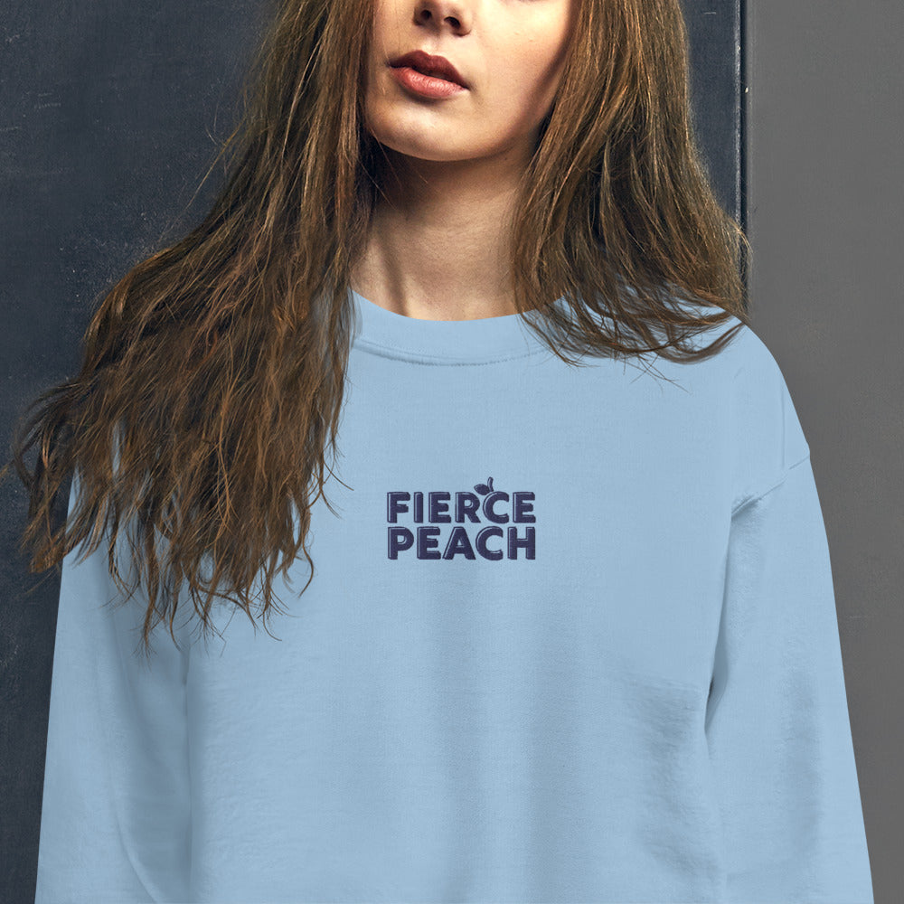 Fierce Peach Sweatshirt Embroidered Fierce Pullover Crewneck