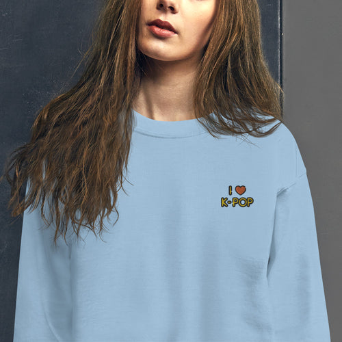 l love Kpop Sweatshirt Embroidered Kpop Pullover Crewneck