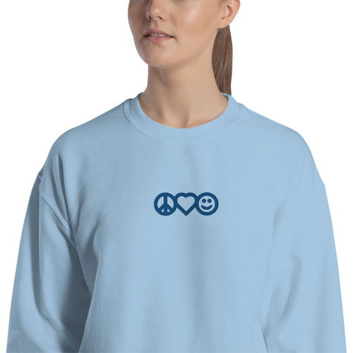 Love Peace Happiness Sweatshirt Embroidered Pullover Crewneck
